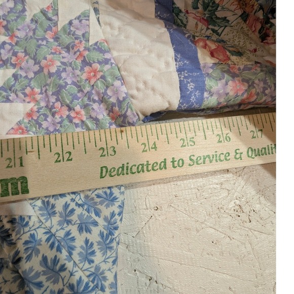 Vintage Quilted Floral Zip Jacket – Women's Large Blue White Pastel - Picture 7 of 11